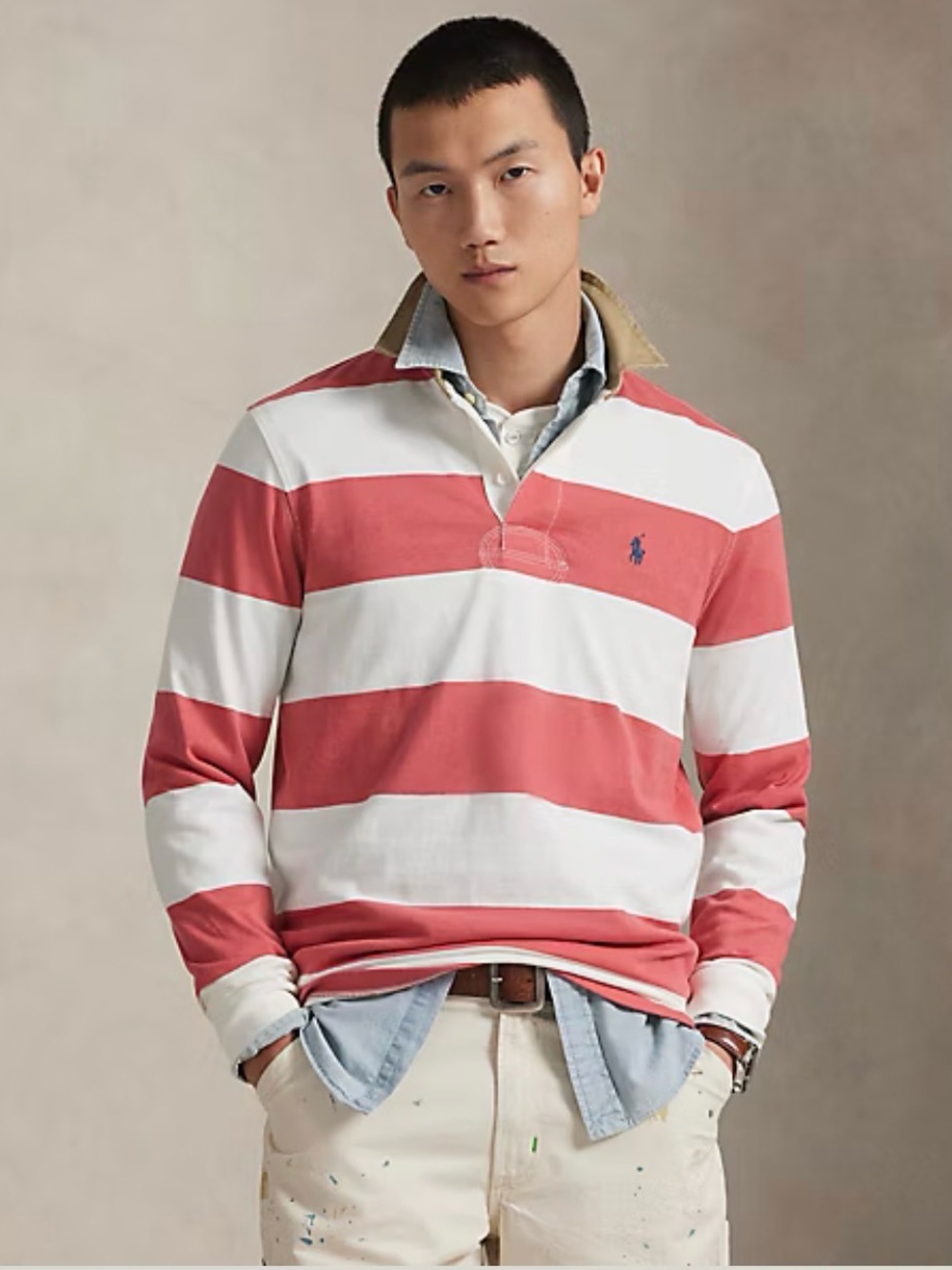 NWT Polo Ralph Lauren Classic Fit Khaki-Collar Rugby Shirt Size XL
